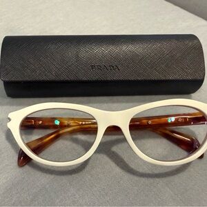 Prada Women's Cream and Brown Cat-Eye Glasses